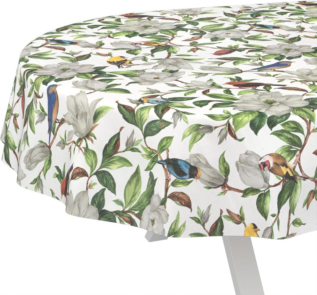 Tischdecke wasserabweisend abwaschbar Bunt Oval 180x140cm Exotic Kolibri Wachstuch Gartentischdecke