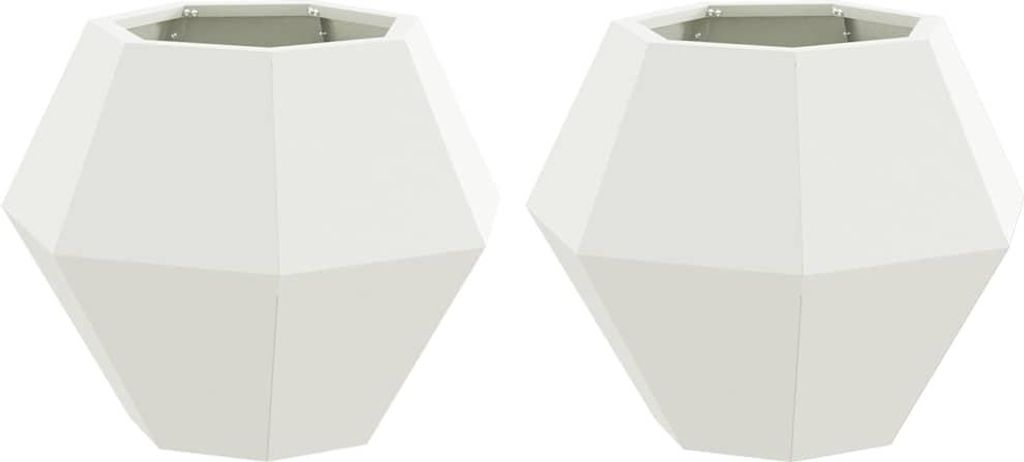 vidaXL Pflanzkübel 2 pcs Weiß 50 x 50 x 40 cm Stahl