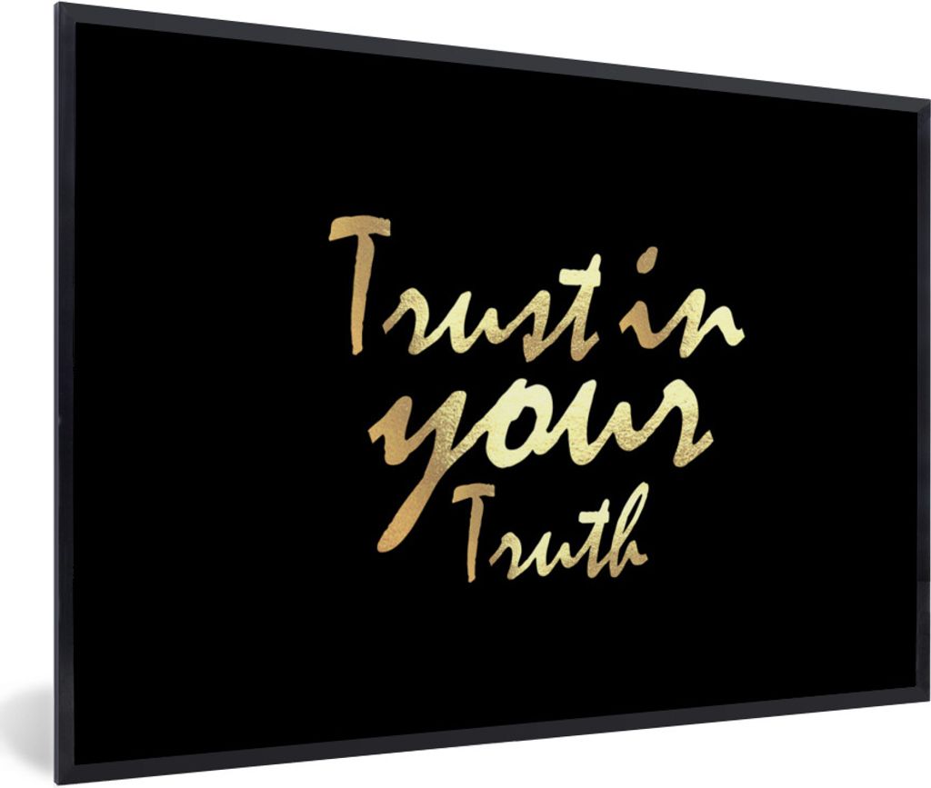 MuchoWow Gerahmtes Poster Zitat - Vertrauen - Gold 90x60 cm - Poster mit Schwarzem Bilderrahmen Wandposter Rahmen Foto Bilder - Fotorahmen - Foto...
