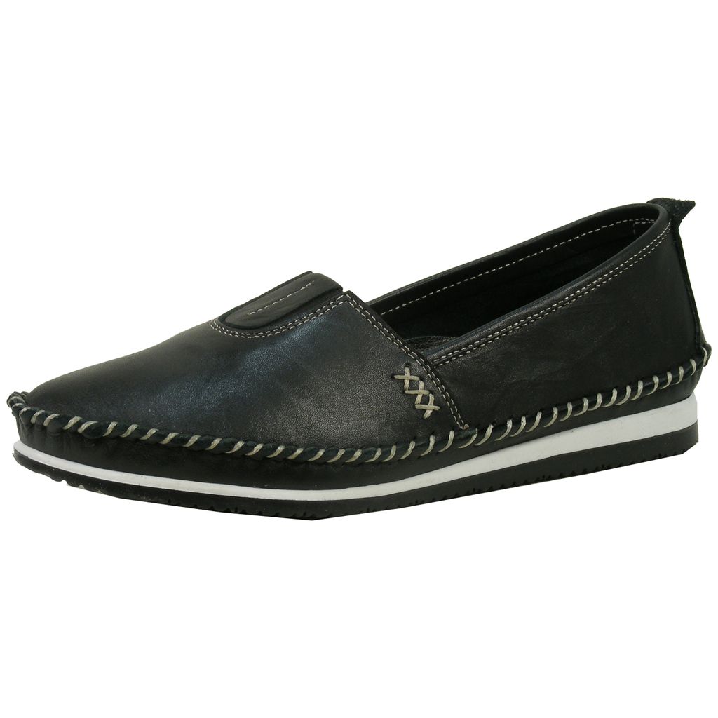 Andrea Conti Damen Slipper Mokassins Leder 1887801, Größe:41 EU, Farbe:Schwarz