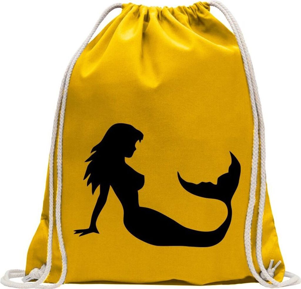 Kiwistar - Turnbeutel - gelb - Meerjungfrau - Seejungfrau - Fun Rucksack Sport Beutel Gymsack Baumwolle mit Ziehgurt