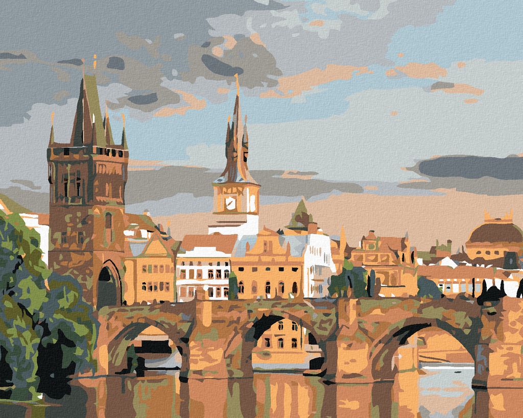 Diamondi - Diamond painting - BLICK AUF KARLSBRÜCKE, 40X50 cm, mit Keilrahmen (bereits gespannt)