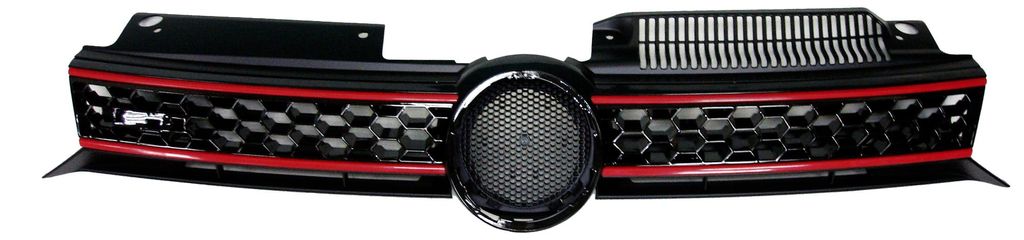 Kühlergrill Sportgrill Waben Schwarz Rot für VW Golf 6 VI 08-12 (nicht für GTI) – Produktansicht