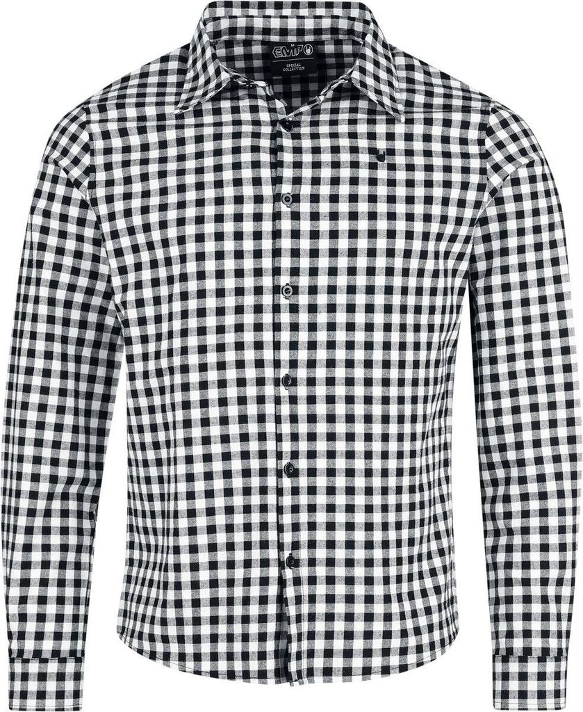 EMP Special Collection Herren Langarmhemd schwarz/weiß XXL
