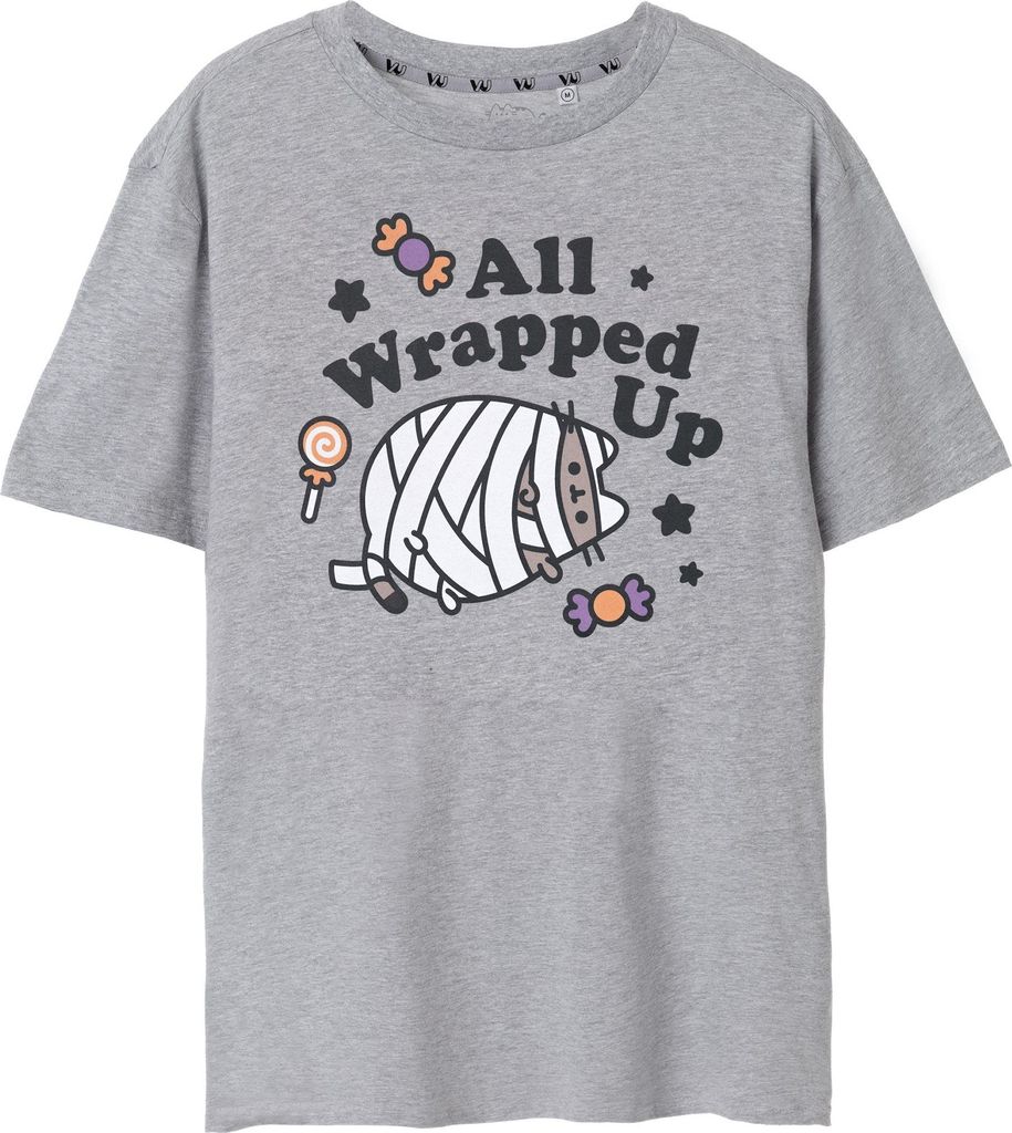 Pusheen - "All Wrapped Up" T-Shirt für Damen - Halloween NS7716 (L) (Grau)