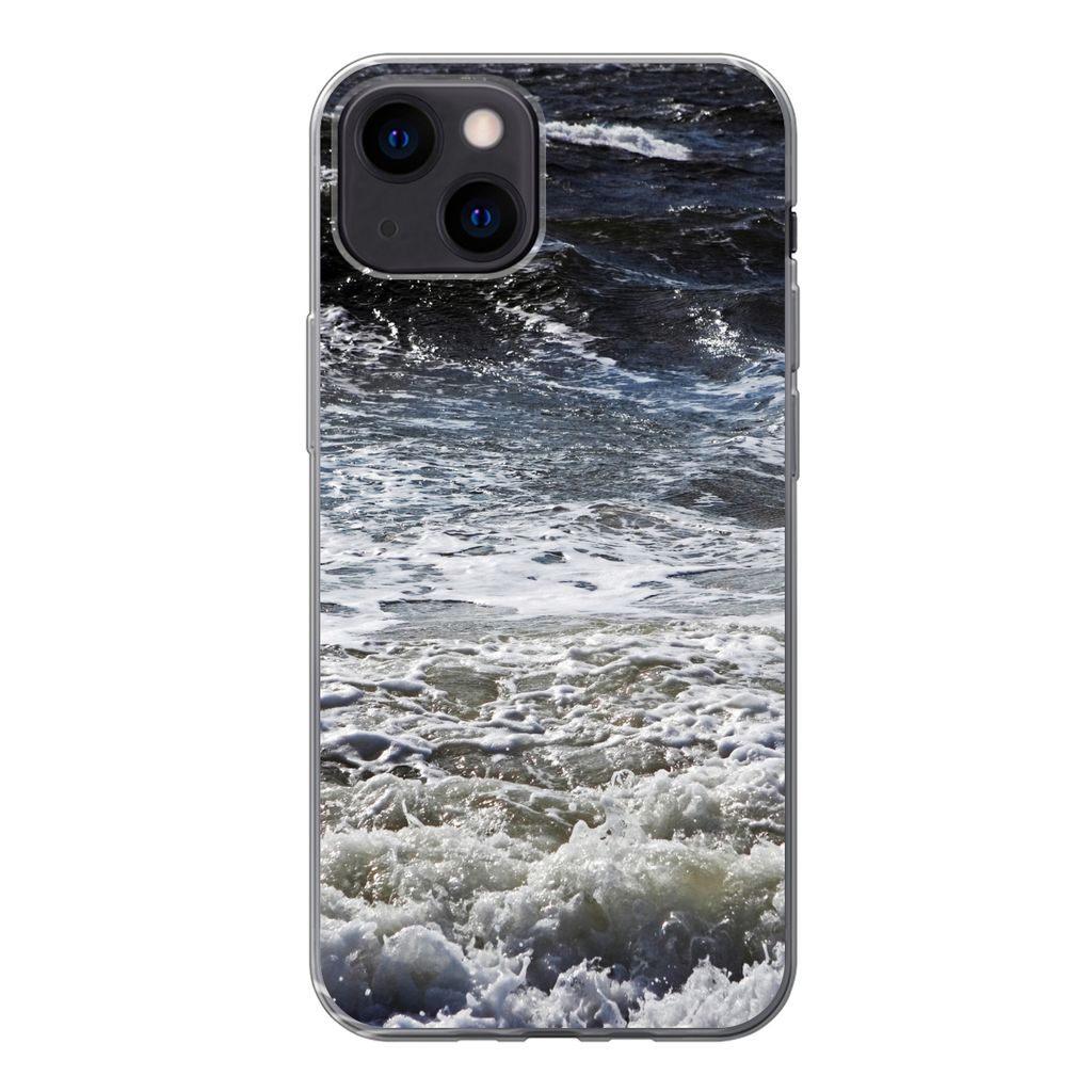MuchoWow Handyhülle Schutzhülle Hülle für iPhone 13 mini Nordsee - Wasser - Wellen Silikon Softcase Handy Hülle - Softcase