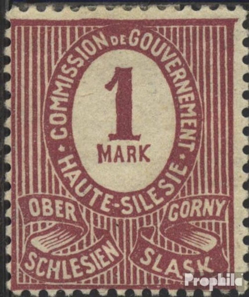 Briefmarken Oberschlesien 1920 Mi 8 mit Falz Ziffern