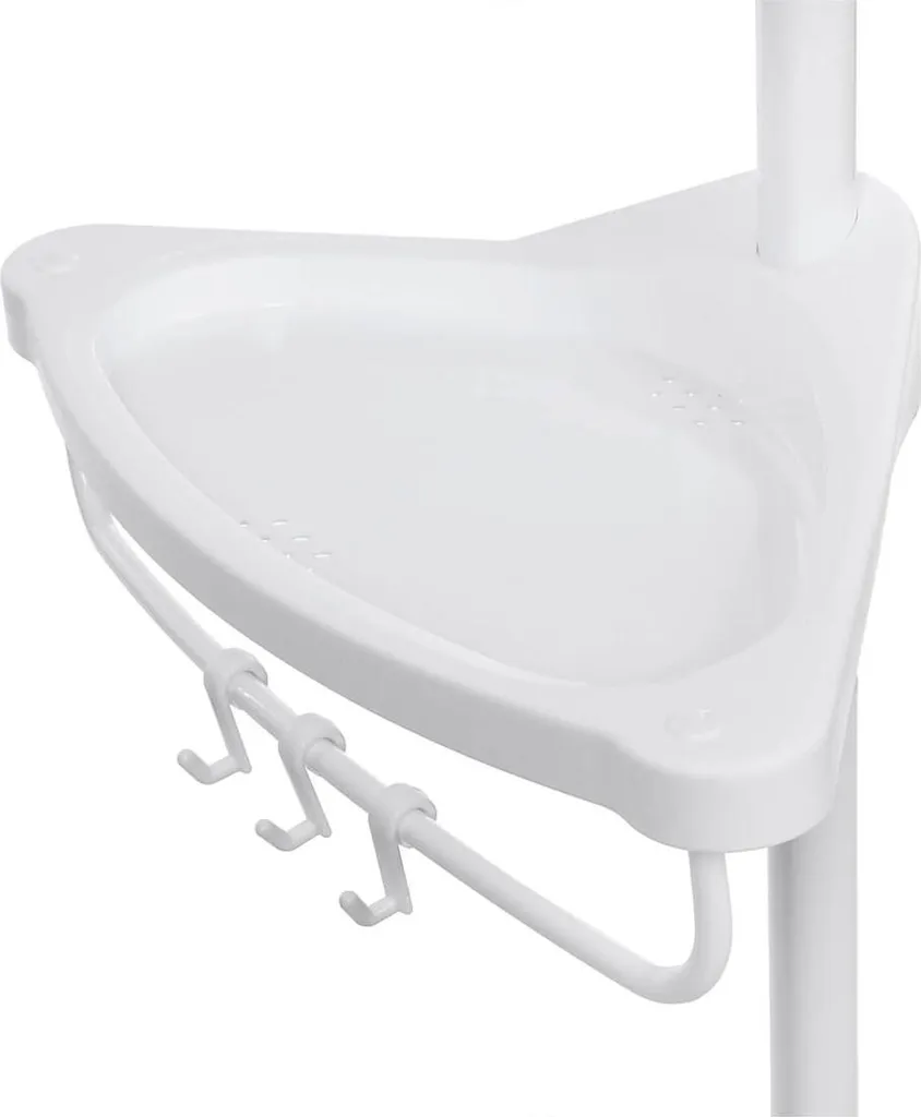 Tablette de douche télescopique blanche 85-305 cm réglable en acier