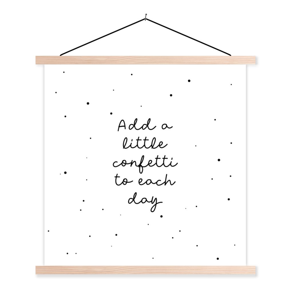 MuchoWow Textilposter Zitate - Sprichwörter - Jedem Tag ein wenig Konfetti hinzufügen - Mädchen - Kinder 40x40 cm mit holzfarbenen Rahmen - Po...