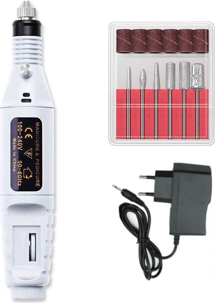 INF Elektrický pilník na nechty so 6 bitmi biely Obrázok produktu 