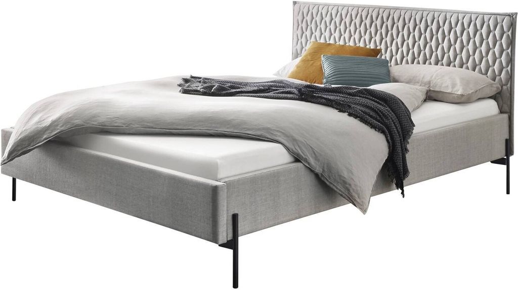 Hasena Gloria Bett Breite 160 cm , Länge 200 cm Metall 16-Anthracit Bezug 335-Pepe grey