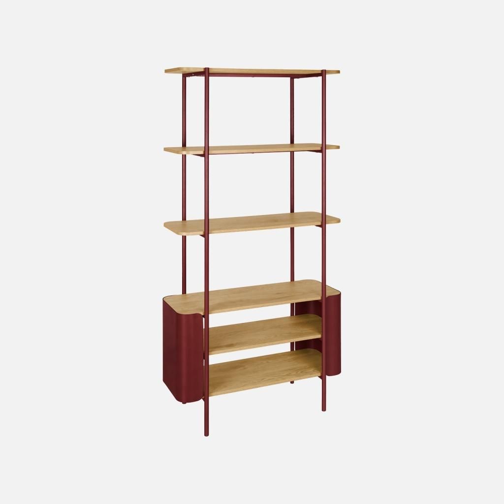 sweeek - Bücherregal mit gewölbtem Metall und Holzdekor, 6 Produktbild 