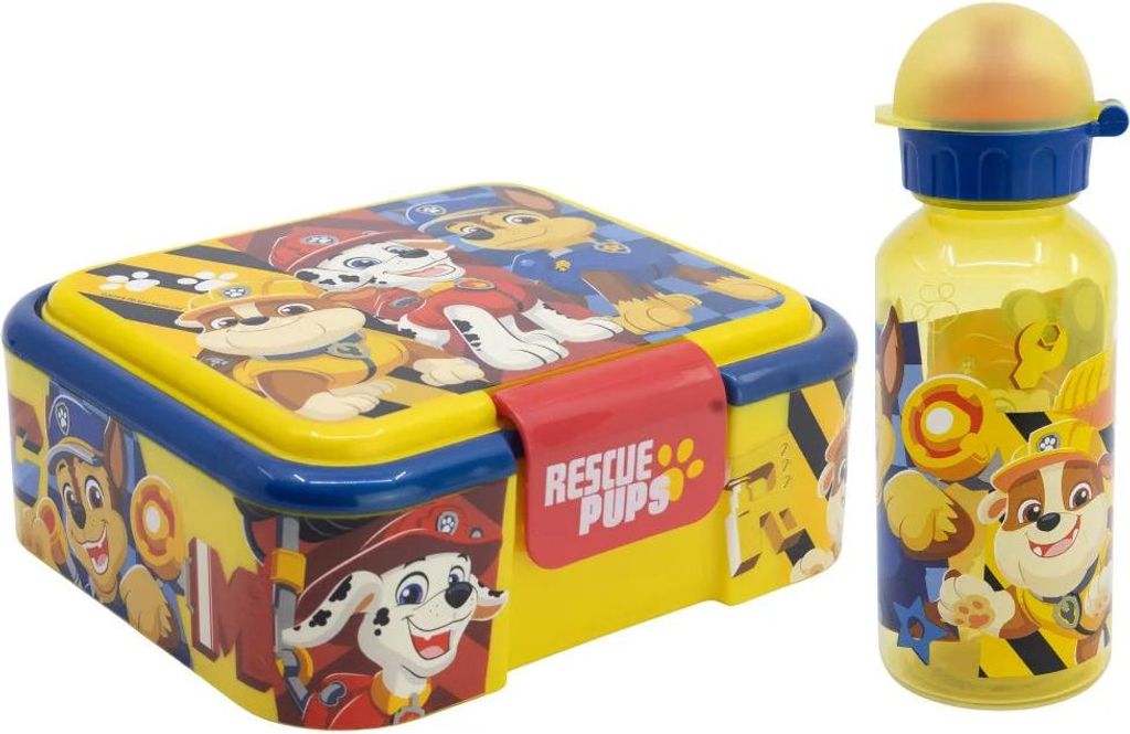 Paw Patrol Chase Rubble 2 tlg Kinder Set XL Brotdose Trinkflasche 370 ml