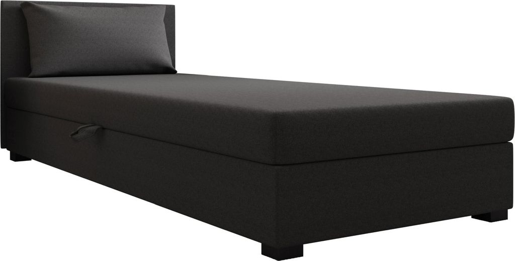 AURA SOFA Boxspringbett ILIA 110x195 Komplett-Set mit Bonell Matratze, Polsterbett mit Bettkästen - Dunkelgrau, SAWANA 05