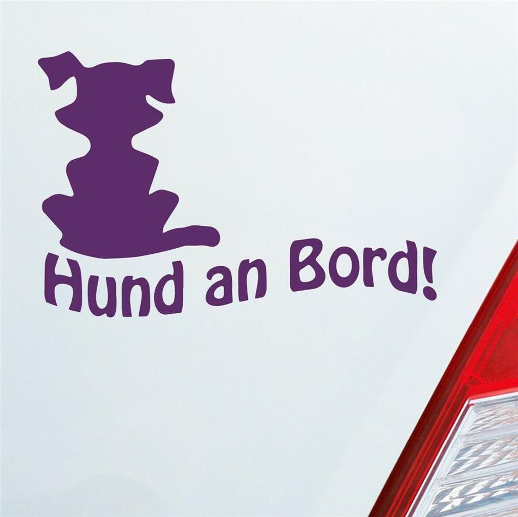 Auto Aufkleber Hund an Bord Dog Tier Tuning 15x10 cm Lila Sticker Heckscheibenaufkleber