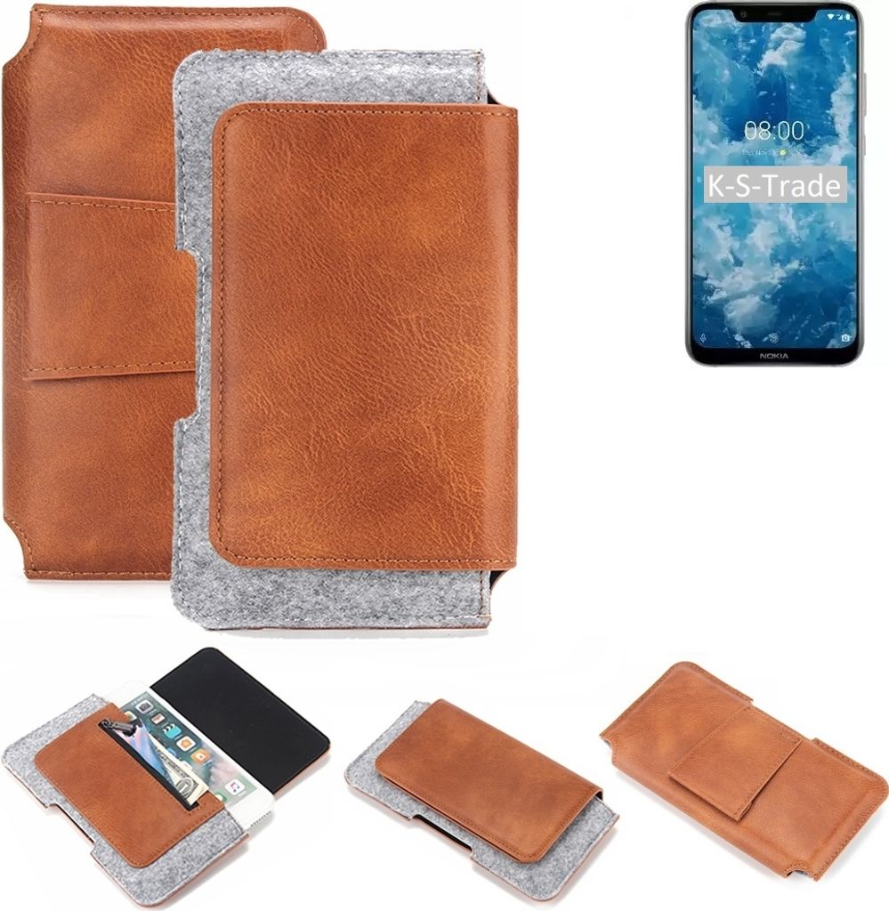 K-S-Trade Handyhülle Schutzhülle kompatibel mit Nokia 7.1 Plus Gürteltasche Holster Gürtel Tasche Smartphone Tasche Handy Hülle Polyurethan+ F...
