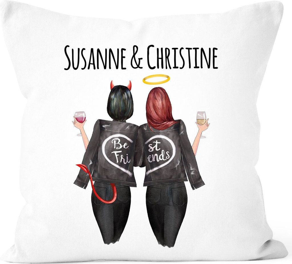 Kissen-Bezug Beste Freundin personalisierbares Geschenk mit Namen Freundschaft Best Friends SpecialMe weiß 40cm x 40cm