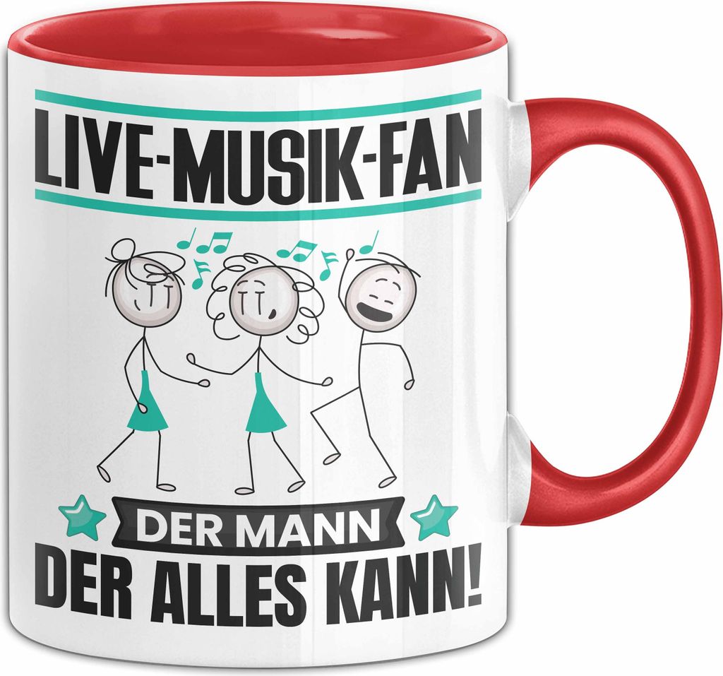 Live-Musik-Fan Tasse Geschenk für Live-Musik-Fan Der Mann Der Alles Kann Geschenkidee zum Geburtstag (Rot)