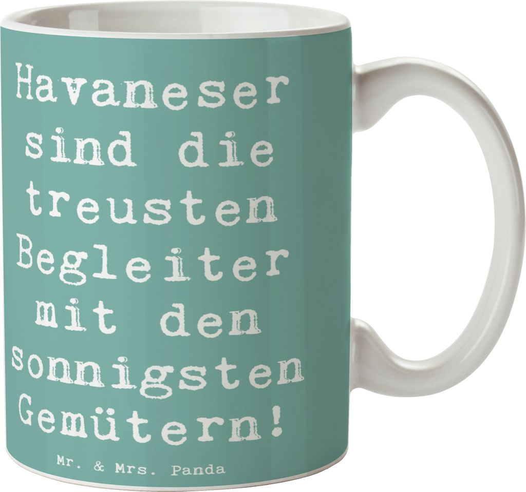 Mr. & Mrs. Panda Kaffeebecher Spruch Havaneser Begleiter - Meeresbrise - Geschenk, Bedruckte Tasse, Wertschätzung, Eigenschaften, lebensfroh, Bech...
