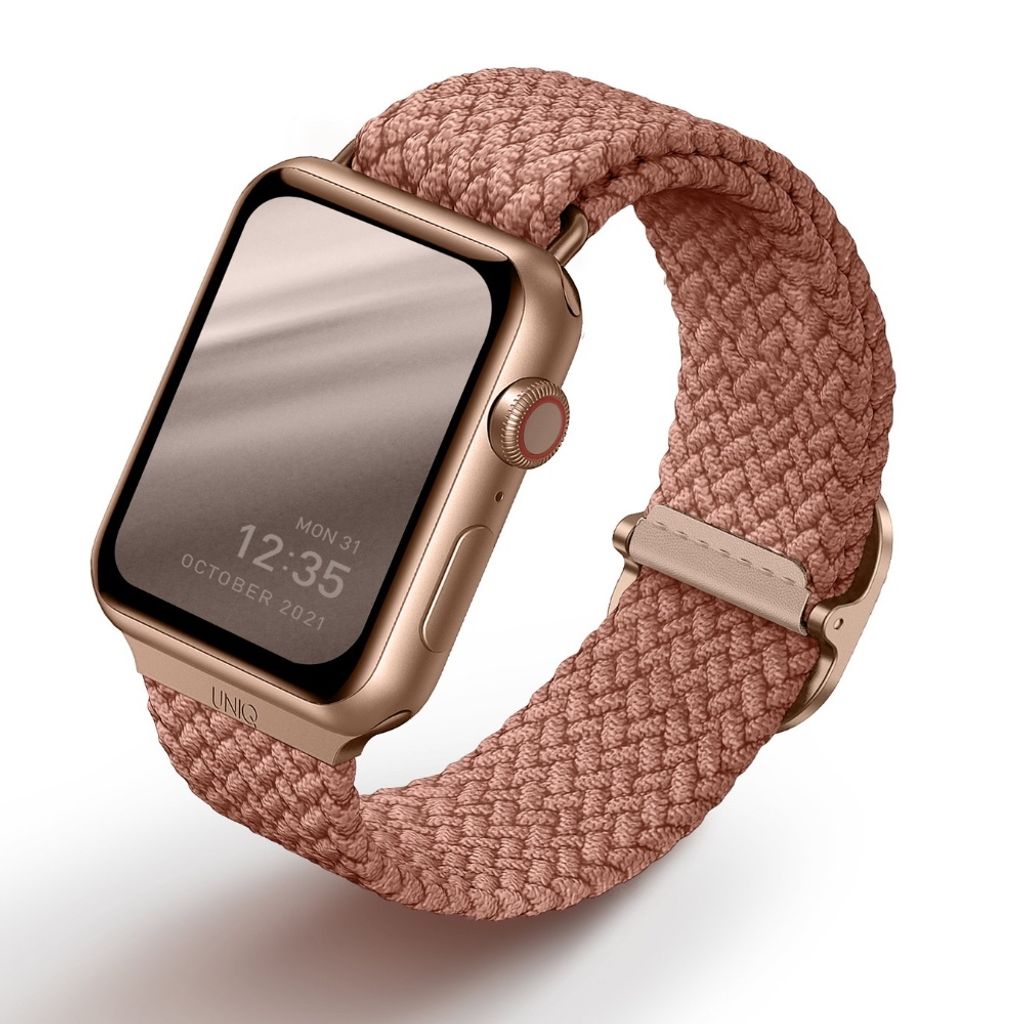 Uniq Pasek Aspen Apple Watch 44/42/45 Mm Serie 1/2/3/4/5/6/7/8/9/Se/Se2 Geflochtene Różowy/Grapefruit Rosa