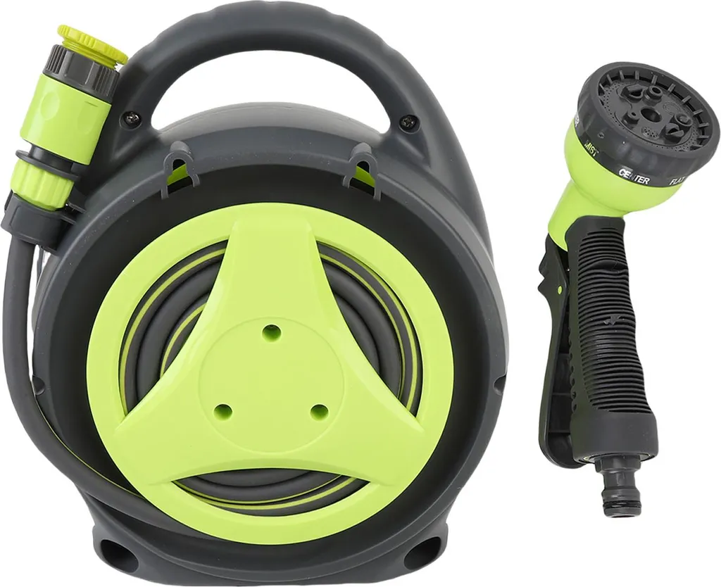 Tuyau d'arrosage 12m sur enrouleur portable haute efficacité avec lance jet
