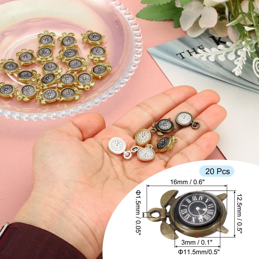 20 Stš¹ck Charms Anh?nger Uhr, 16 x 3mm Schlš¹sselanh?nger Keychain Schmuckanh?nger fš¹r Armb?nd, Geschenke, Taschenzubeh?r, Halsketten - Dun...