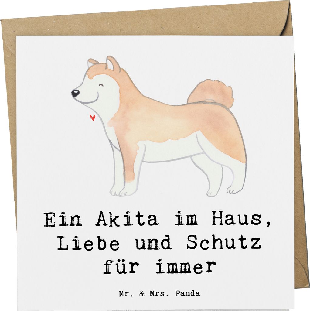 Mr. & Mrs. Panda Glückwunschkarte Akita Inu Liebe - Weiß - Produktbild 