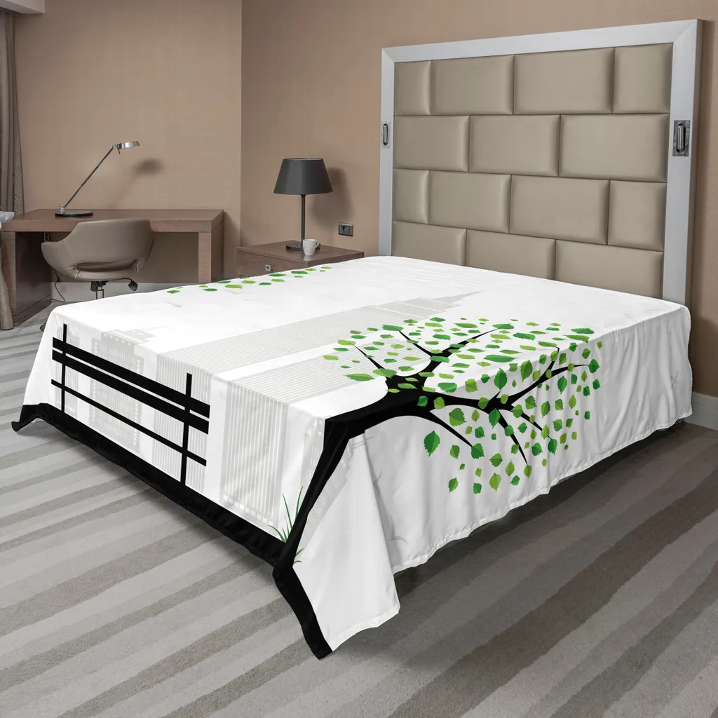 Lenzuolo Decorativo ABAKUHAUS Urban Style 260x228 Verde Nero Boho-Chic