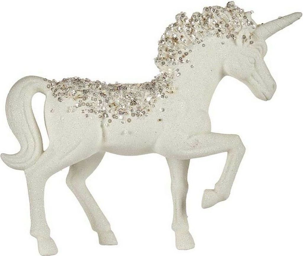Dekorative Einhorn-Figur 9,5 x 31 x 40 cm weiß Kunststoff Produktbild 