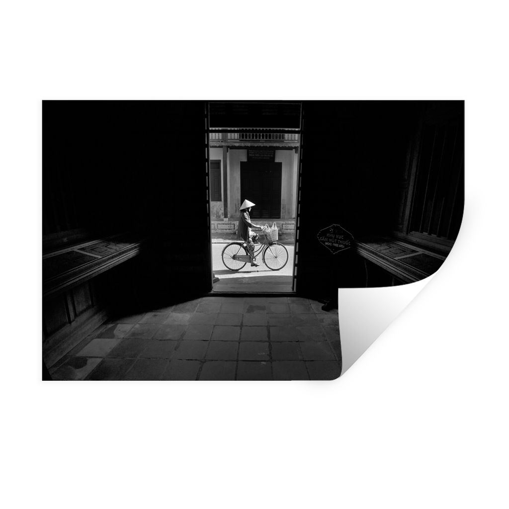 MuchoWow Wandtattoo Wandsticker Wandaufkleber Tür - Fahrrad - Straße - Architektur 120x80 cm Selbstklebend und Repositionierbar - Selbstklebend...