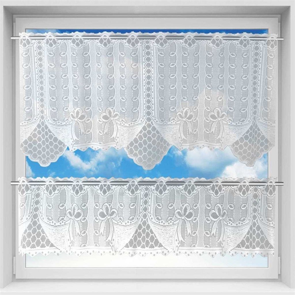 Bistrogardinen-Set mit Stangendurchzug, Maße: 160x30cm und 160x60cm, Design: Heidi
