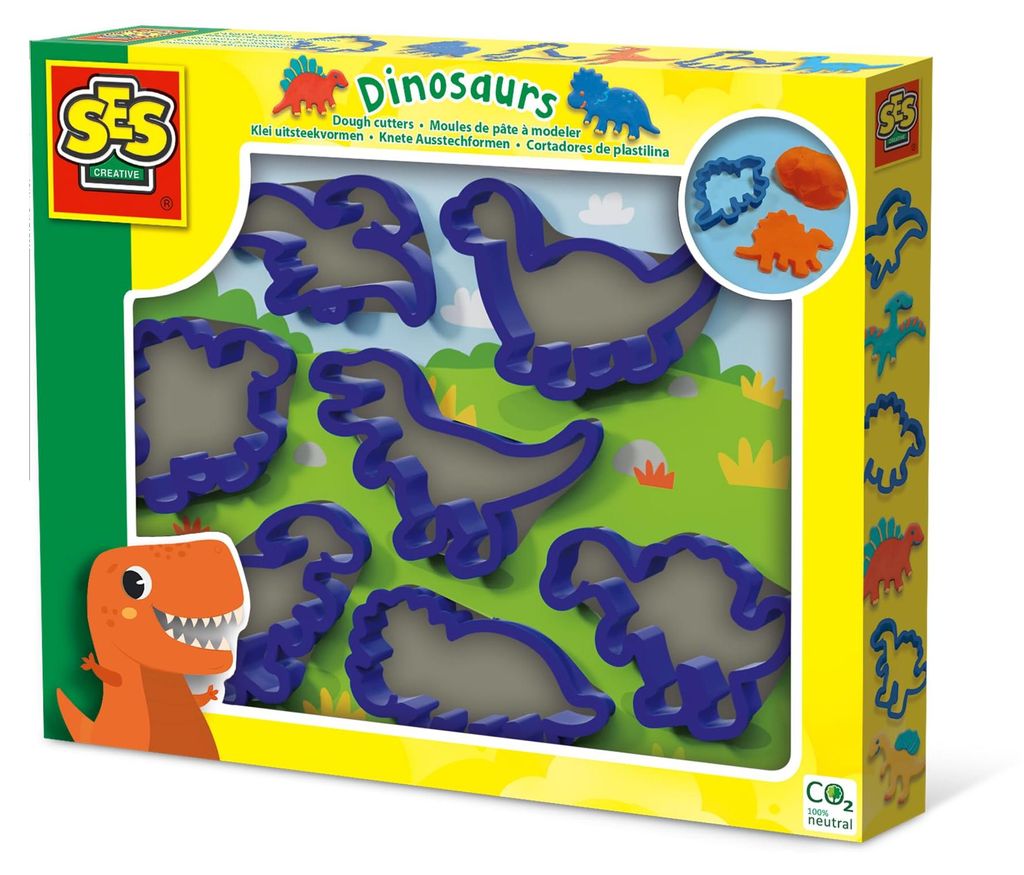 SES Creative Knete-Ausstechformen, Dinos, diverse Farben Produktbild 