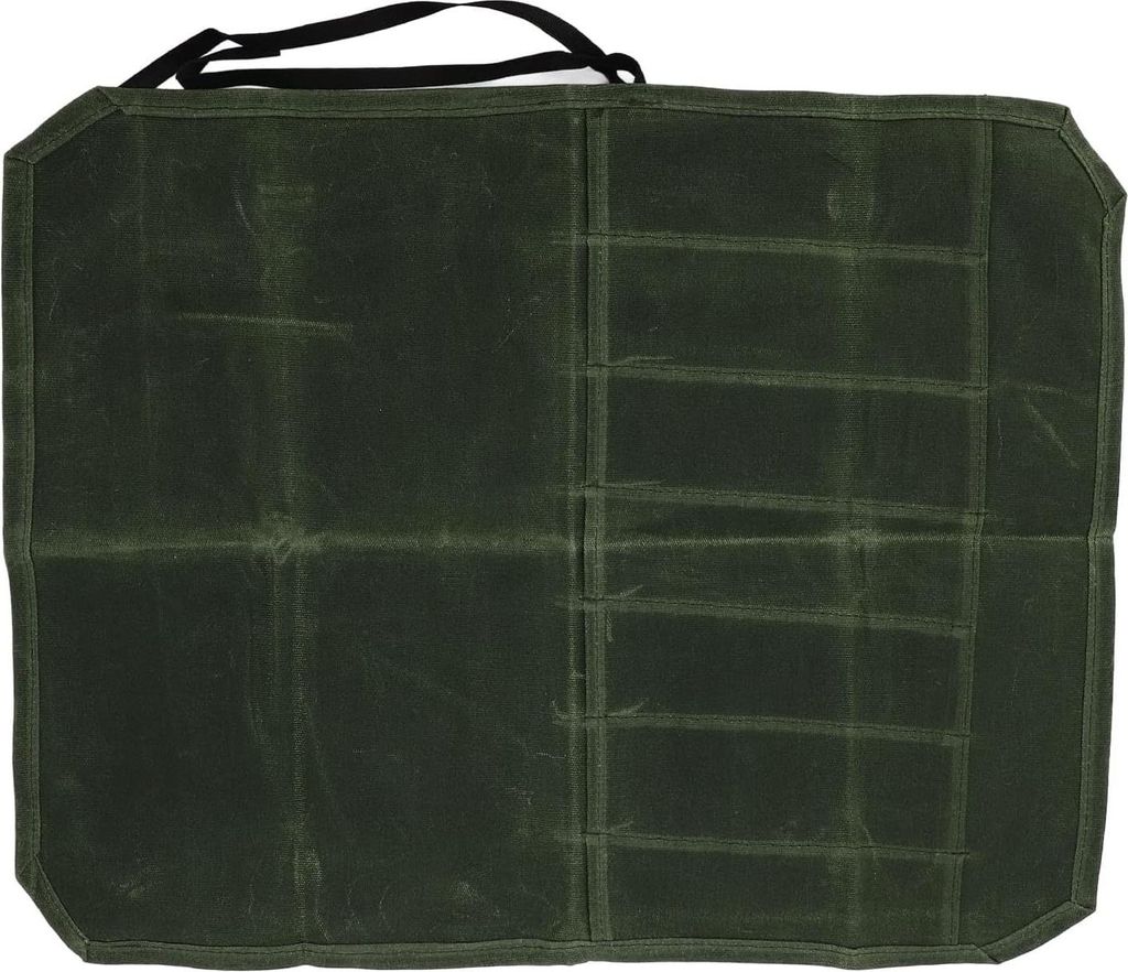 Aufbewahrungstaschen aus gewachstem Canvas - 7 Taschen Professionelle Faltbare Kochmesser-Rolltasche für Camping Grillen (Gemüse)