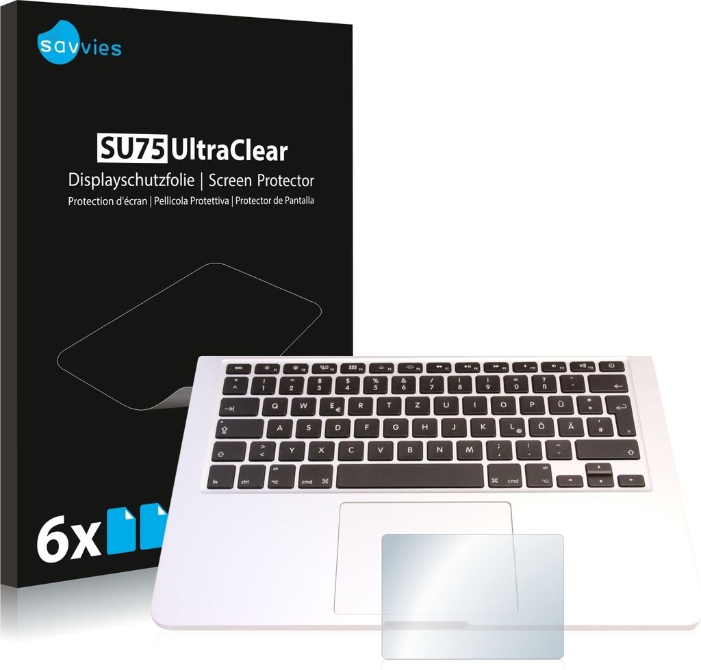 6x Für Apple MacBook Pro 13.3" 2015 (Touch Trackpad) Schutzfolie Savvies Displayschutz Display Schutz Folie Klar Transparent