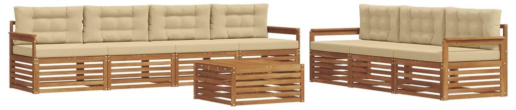 vidaXL Outdoor-Sofagarnitur mit Kissen 8 pcs Natur und Beige