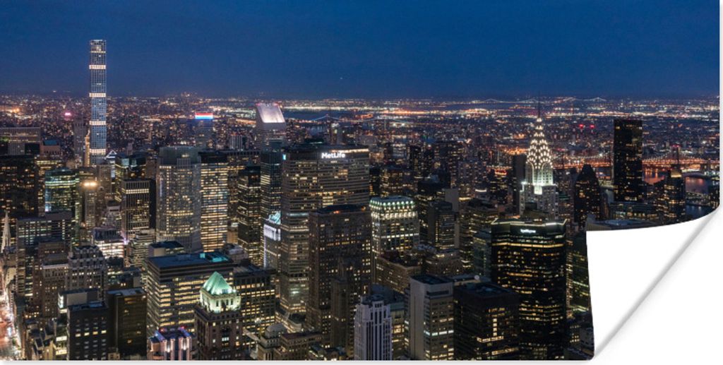 MuchoWow Poster New York - Nacht - Himmel 160x80 cm - Foto Poster