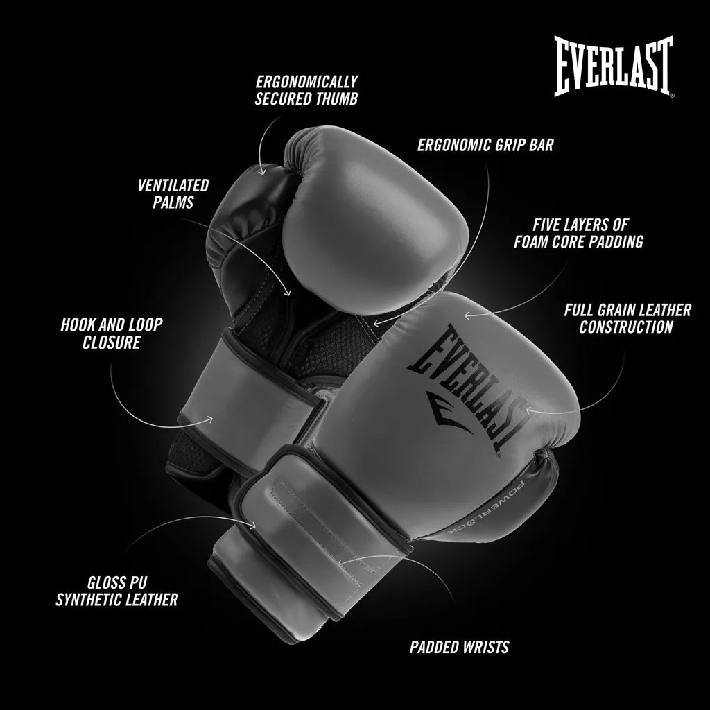 Gants de Boxe Entraînement Everlast Powerlock 2R Noir en Taille 16oz - 4
