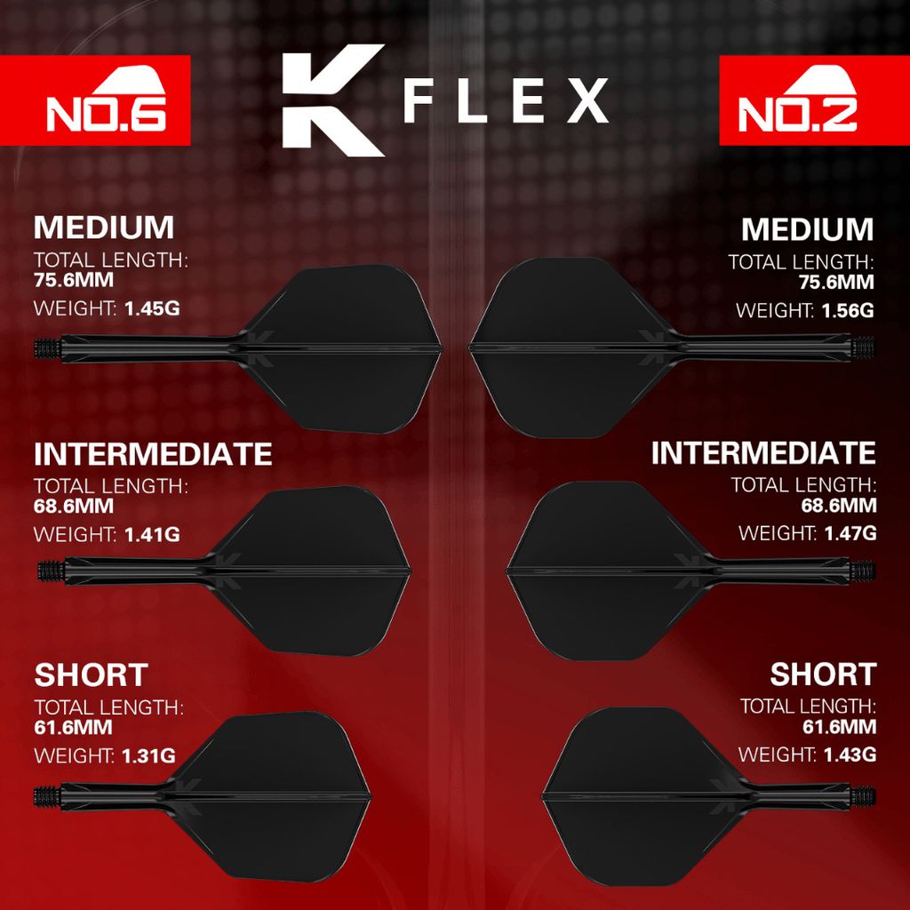 Target Darts K Flex Dartflights und -schäfte, No.2 - Kurz (19mm), Weiß