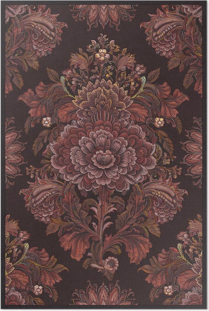 Florale Vintage-Ornament-Komposition – Vinyl Fußmatte – 100x150 cm – Rutschfest, Pflegeleicht & Langlebig