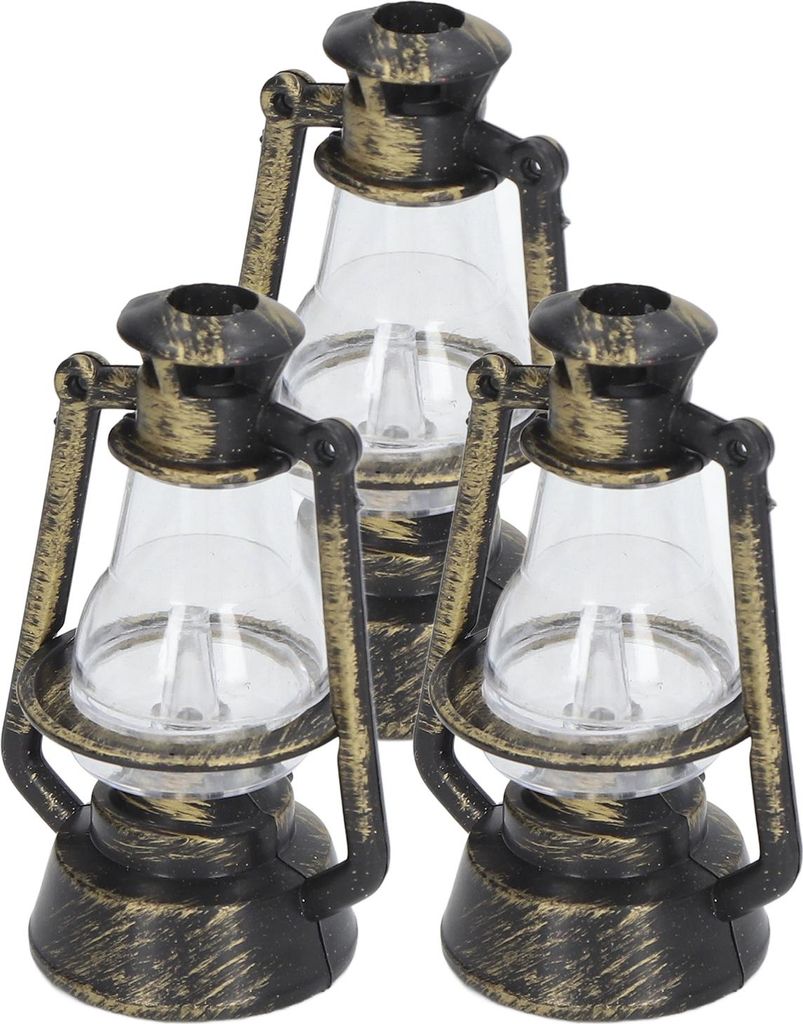 3 Stücke Puppenhaus Kerosin Lampe Retro DIY Beleuchtete Miniatur für 1/12 1/6 Puppenhäuser Dekorationen
