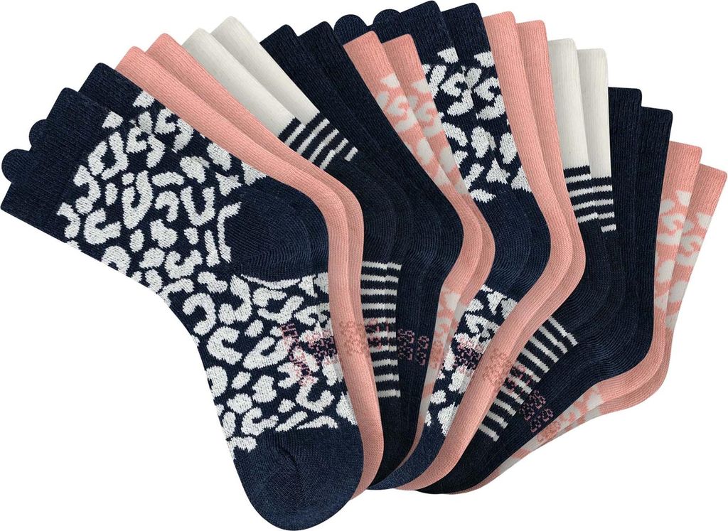 SCHIESSER Mädchen Socken, 10er Pack - "Legwear Kids", Muster, Baumwolmischung Blau 31-34