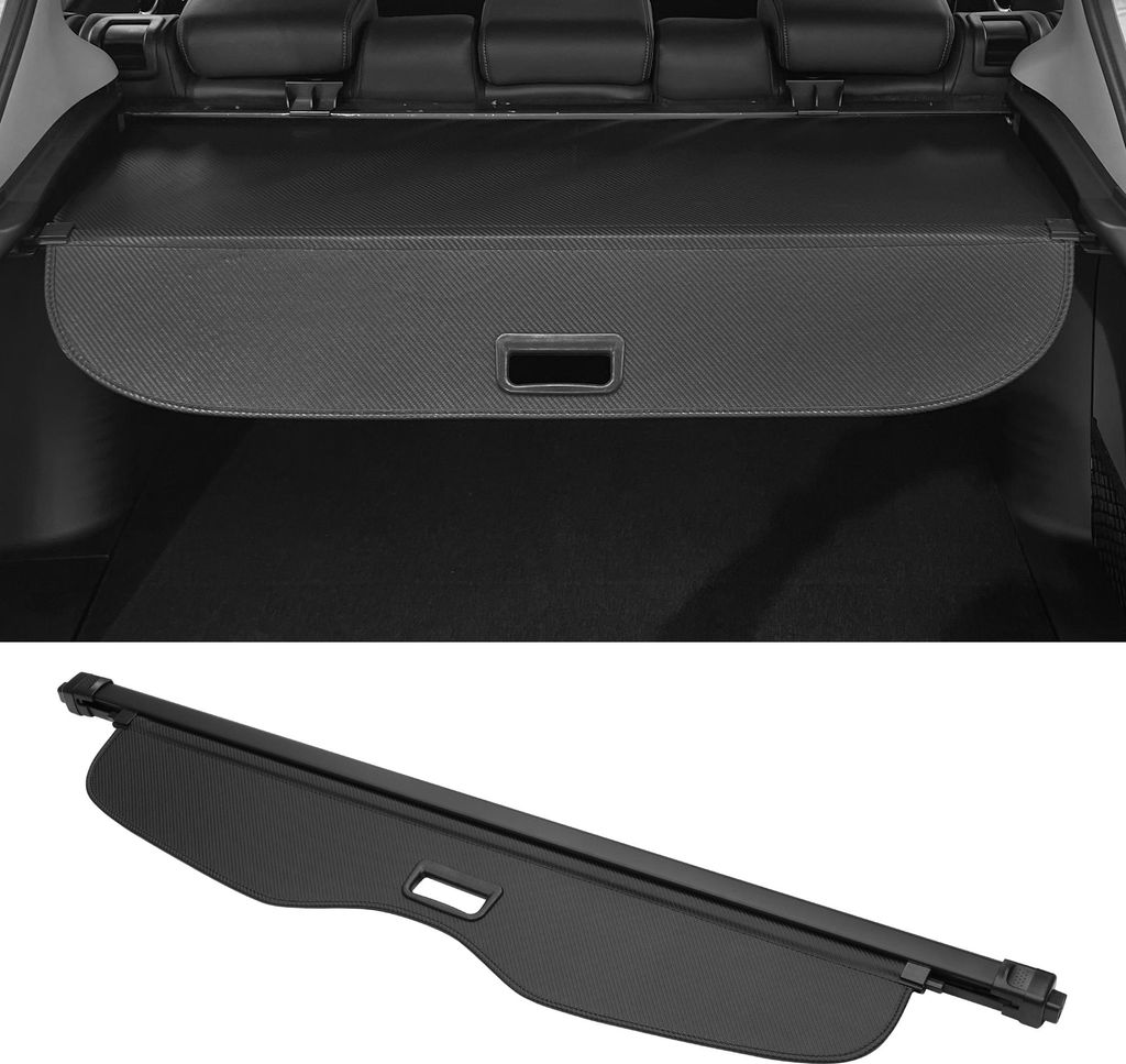 Auto ausziehbare Laderaumabdeckung für Chevrolet Blazer 2019-2024 Heckkofferraumablage Gepäcksicherheitsschutzschirm, Canvas, Schwarz Carbonfaser