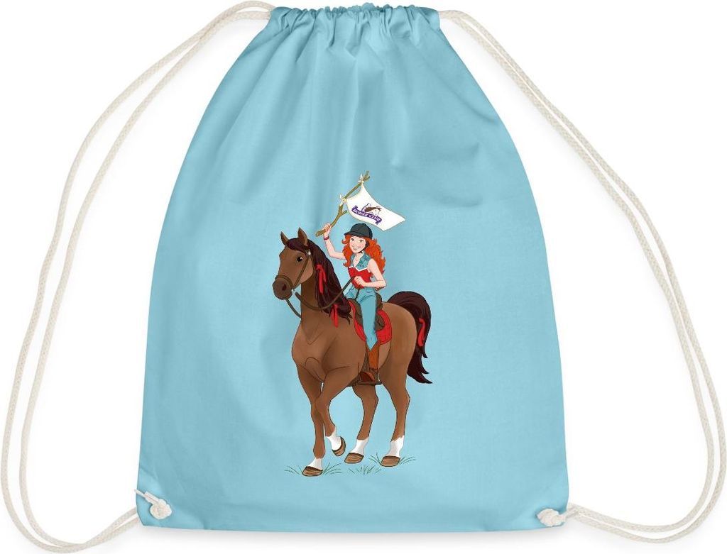 Spreadshirt Schleich Horse Club Hannah auf Pferd Cayenne Turnbeutel, One size, Aqua