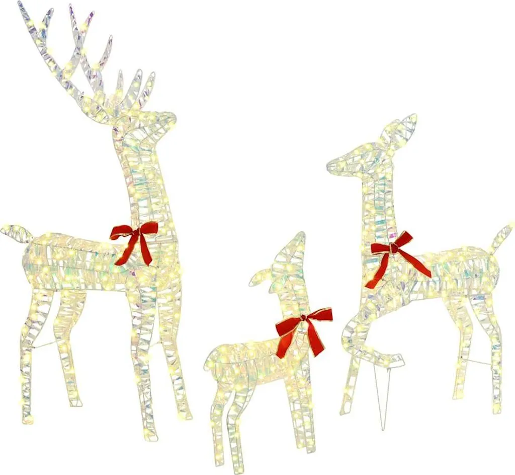 Illumination Jardin Noël Famille de Rennes 3 pcs Blanc Chaud PET 127 cm