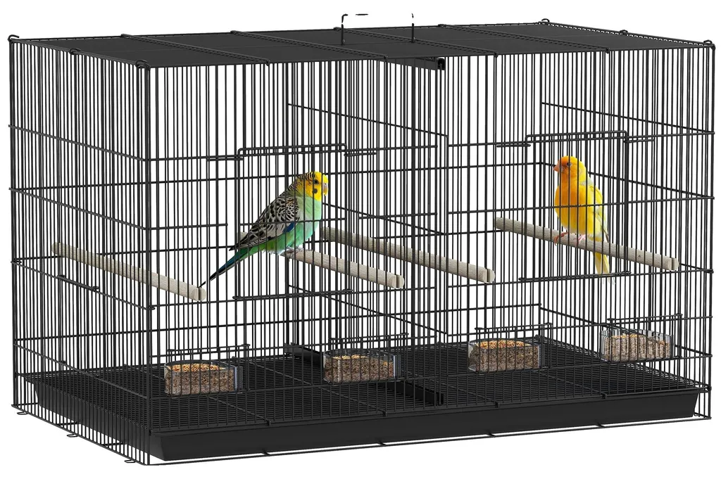 Cage oiseaux mobile 94 cm avec cloison de séparation et bac amovible