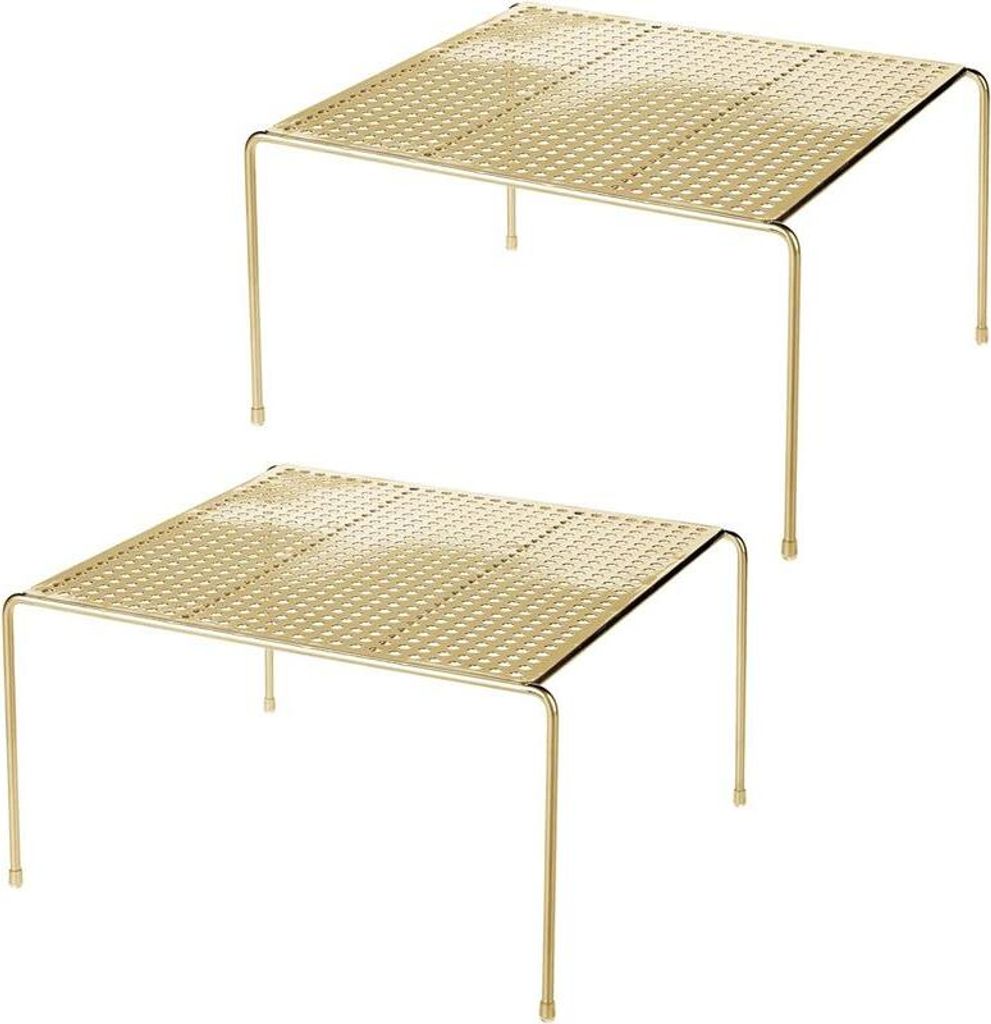 mDesign Geschirrablage 2er Set Metall Messing Freistehendes Tellerregal Regal