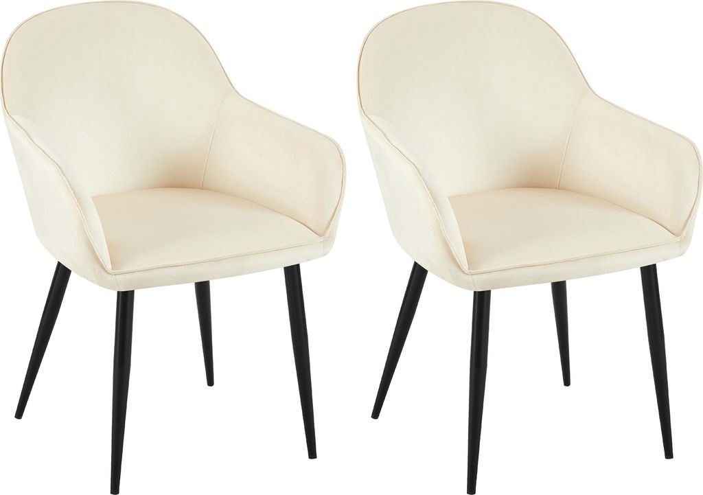 2er Set Esszimmerstuhl HLO-CP1 Samt creme