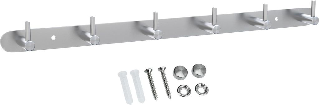 Intirilife Edelstahl Garderobenleiste Modell B - 6 Haken - Produktbild 