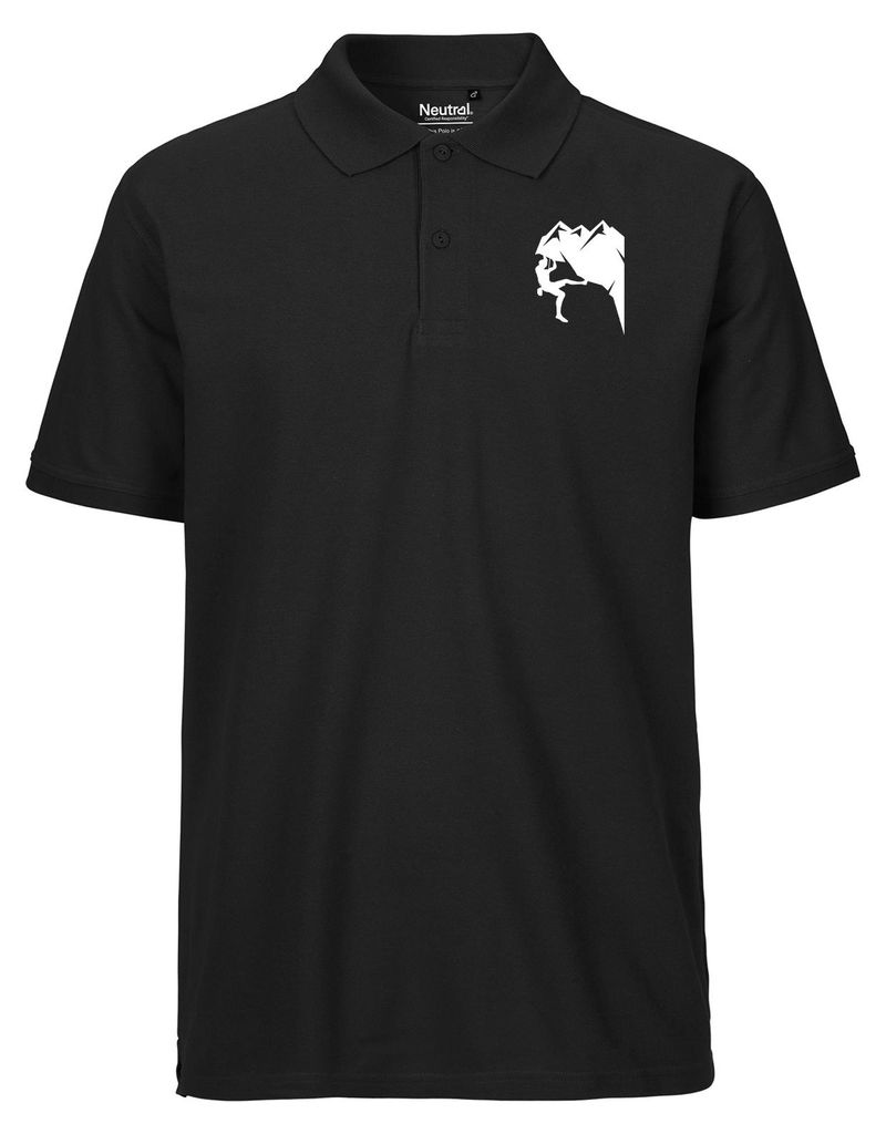 Huuraa Herren Polo Shirt Klettern Silhouette XL Black Bio Baumwolle Fairtrade Poloshirt Geschenkidee