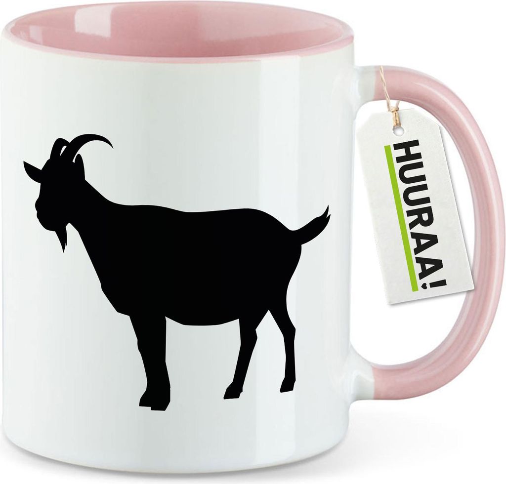 Huuraa Kaffeetasse Ziege Silhouette 330ml Rosa Keramik Kaffeebecher Geschenkidee